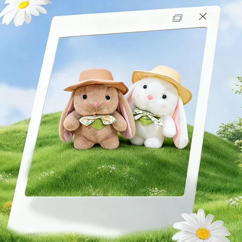 

Красивый пасторальный кролик, плюшевые игрушки, пушистая уютная мультяшная шляпа от солнца, маленькая кукла-кролик, нежный детский компаньон, прекрасный рождественский подарок