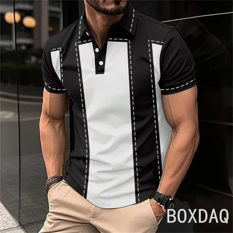 

2024 New Men's T-Shirt Polo Shirt Fashion Business Casual Polo Shirt Oversized Men's Short Sleeve Lapel All-match Polo Shirt