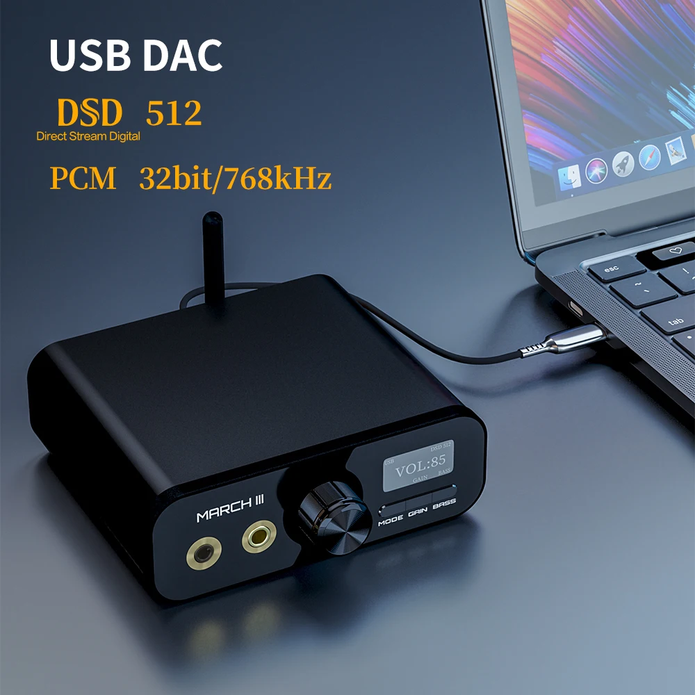 Imagem -02 - Tempotec m3 Março Iii Hifi Usb Dac Bluetooth Audio Receiver Adapter Amplificador de Auscultadores 4.4 mm 3.5 mm Rcacoaxila Saída Óptica 30m