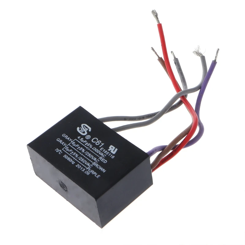 Condensatore Per Ventilatore A Soffitto CBB61 4uF+4uF+2.5uF 5 Fili 300V/250V – 2 Pezzi