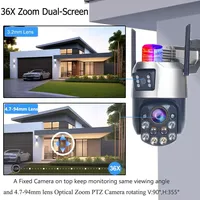 4K WiFi Security Camera 36X Optical Zoom Video Camera CCTV Dual Screen Ai Tracking Onvif Xmeye ICsee Home Surveillance IP Camera