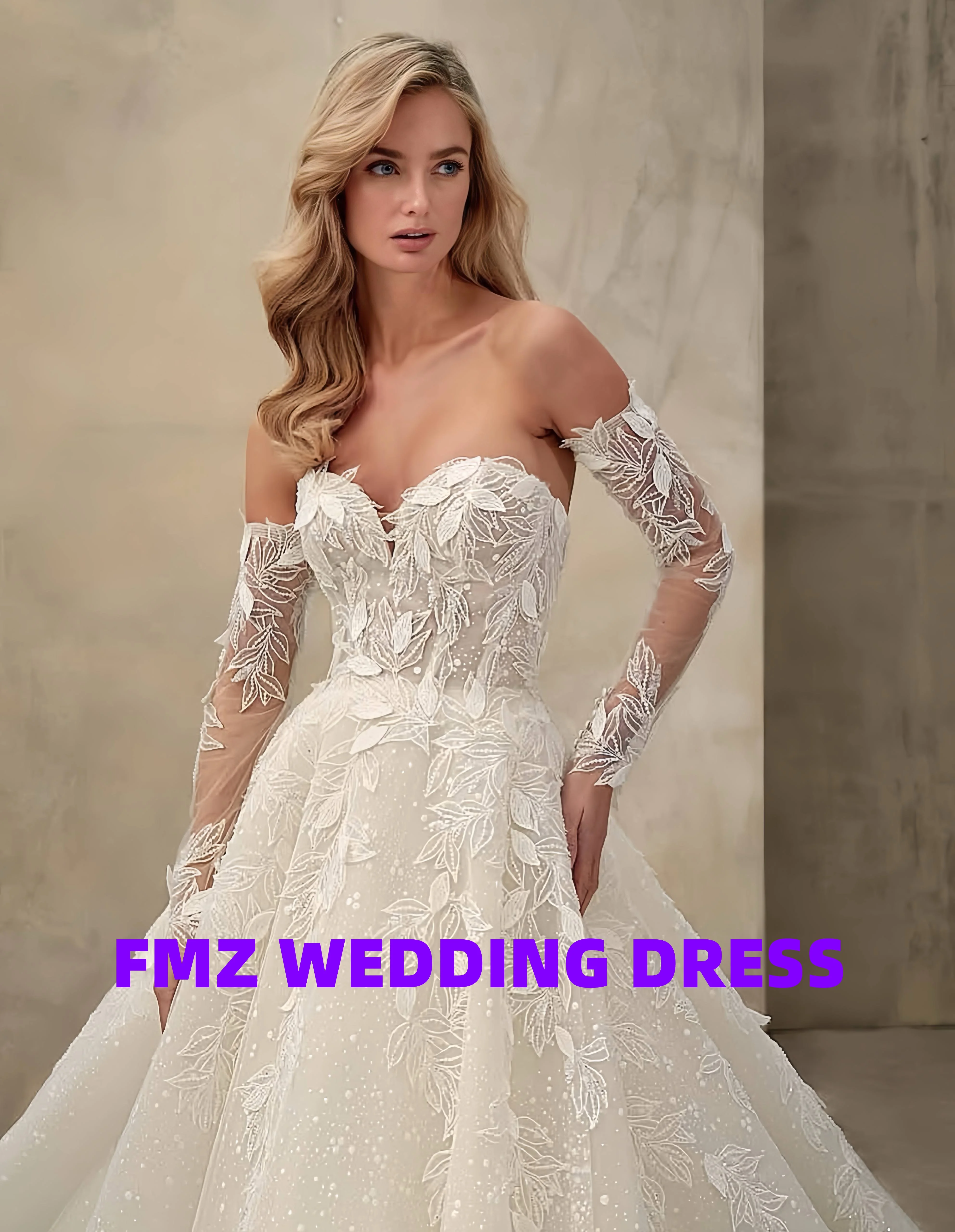 Customized V-neck long sleeve A-LINE elegant amanda novias vestidos de novia amanda's novias wedding dress