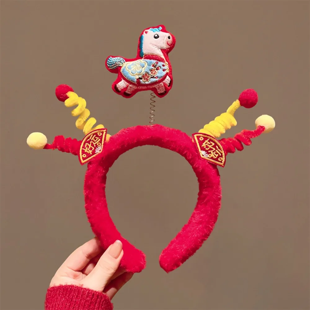 

Cute Cartoon New Year Headband Mascot Horse Horse Hairband Hair Hoop Headwear Horse Headband Women