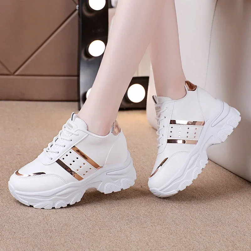 Dames Sneakers Zomer Wedge Casual Schoenen PU Leer Lace Up 2025, Dames Gevulkaniseerd Nieuwe Outdoor Sneakers Antislip Zapatillas