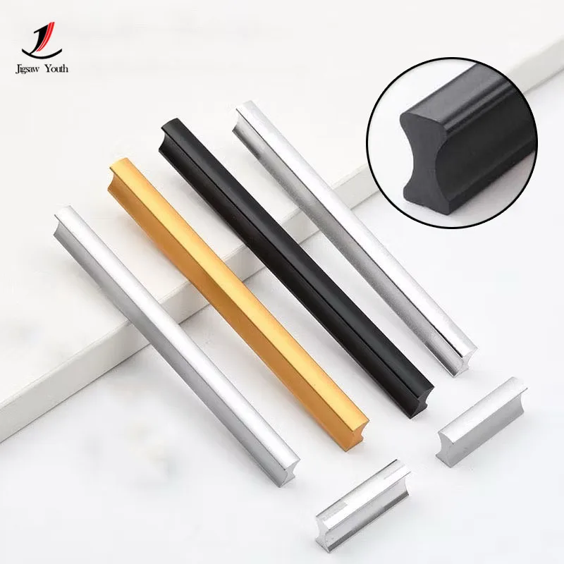 64-1000 مللي متر المطبخ مقابض للخزانة وتسحب الأسود الفضة مضمد خزانة الأثاث مقابض الأبواب الألومنيوم مقابض أدراج الأجهزة