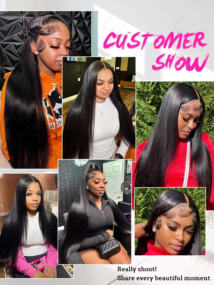 40 inch 250% Density 13x6 Hd Lace Front Wigs Straight Raw Remy Human Hair Lace Frontal Wigs Brazilian Glueless Closure Wig Women