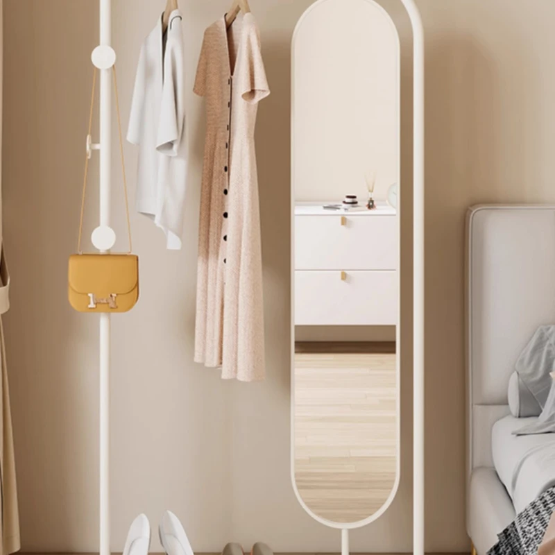 

French cream style floor-to-ceiling full-length mirror coat rack