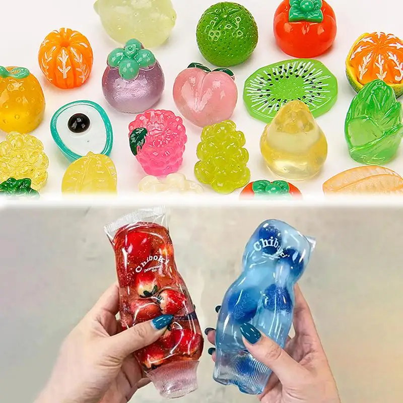 Fruit Filled Resin Stress Relief Toy 10Pcs Soft Slow Rising Deformable Fidget Squeeze Sensory Play Toy
