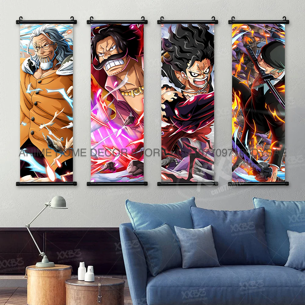 ONE PIECE Posters Anime Monkey D. Luffy Hanging Painting Kaido Home Decor Nico Robin Wall Artwork Garp Scroll Picture Nami Mural