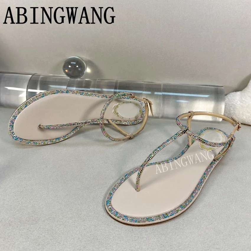 

Summer Women Flats Heel Sandals Round Toe Ladies Flip Flops Buckle Strap Casual Runway Party Dress Women Gladiator Sandalias
