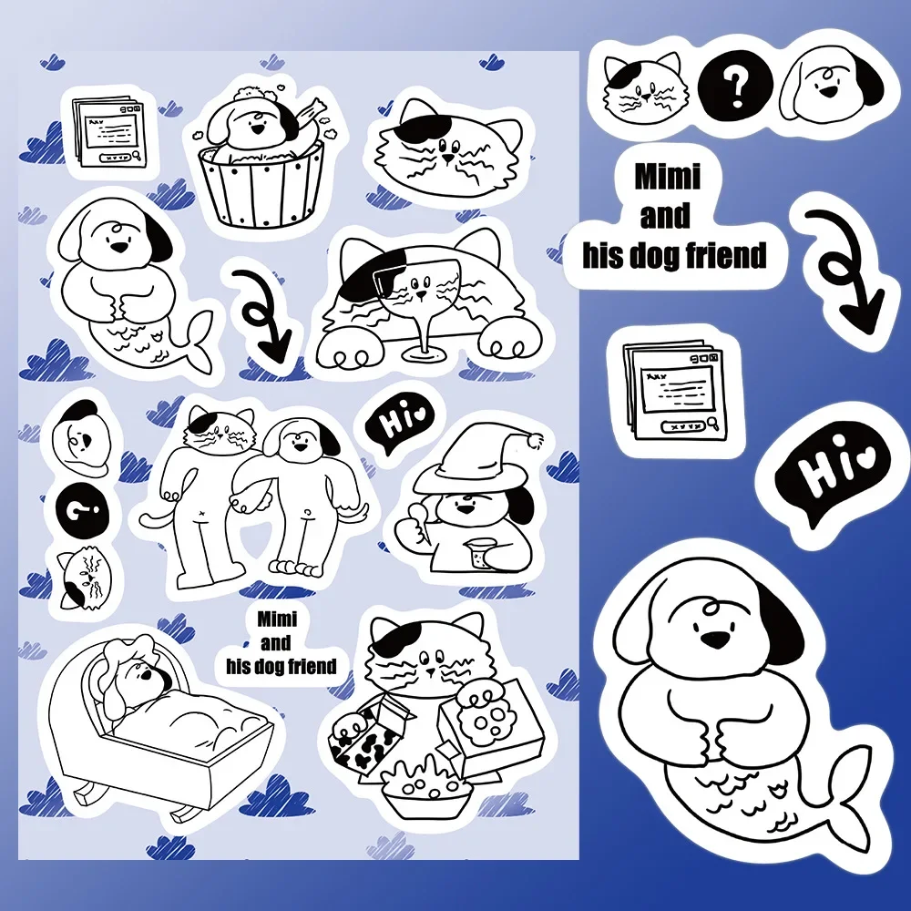 Imagem -03 - Conjunto de Adesivos de Desenhos Animados Gatos e Cães Cartão Diário Goo Faça Você Mesmo Decoração Manual da Caixa do Telefone Estilo Coreano