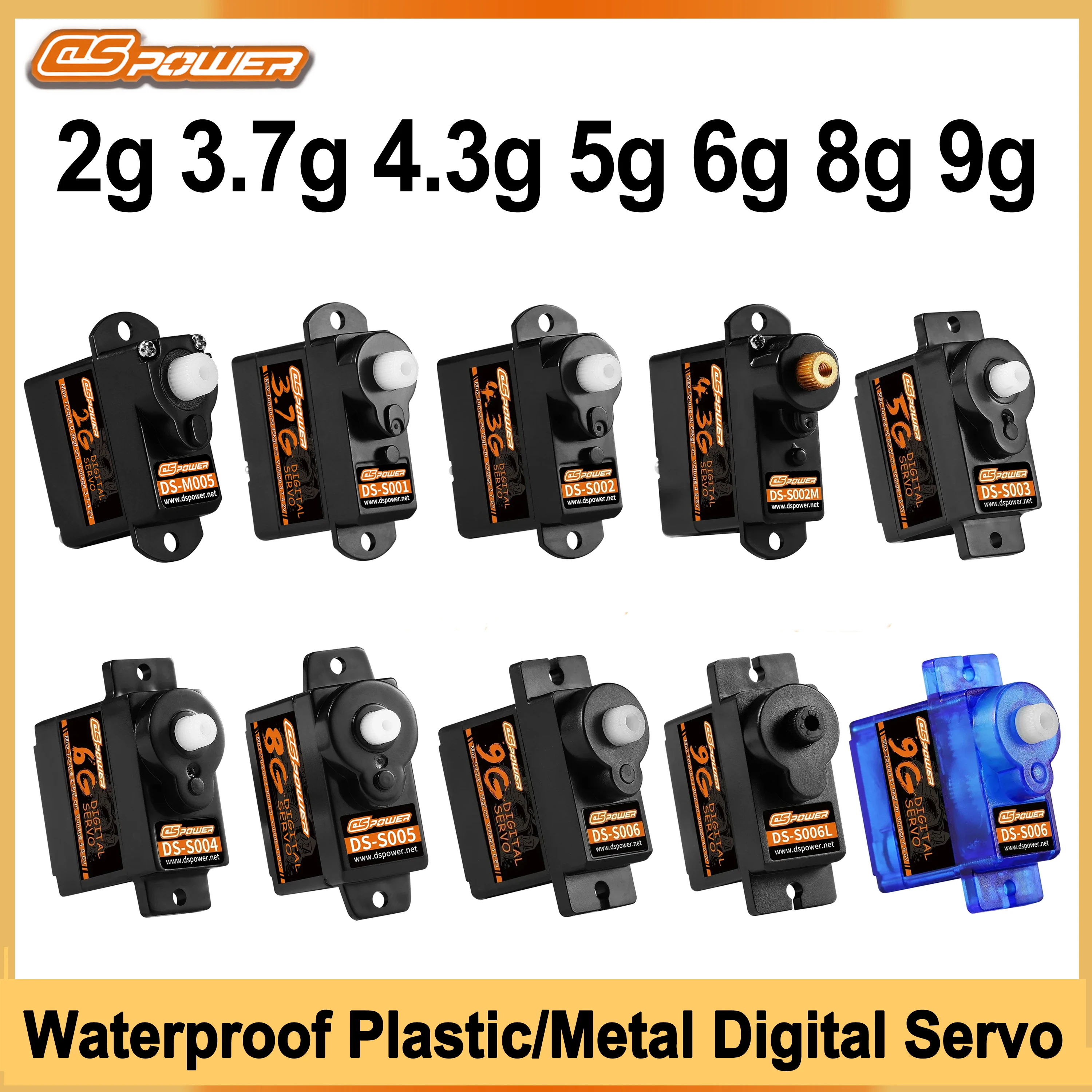 DSPOWER 2g 3.7g 4.3g 5g 6g 8g 9g Micro Digitale Servo Plastic/Metalen Gear voor RC Mini Auto Vaste vleugel Vliegtuig Helikopter Robot Onderdelen