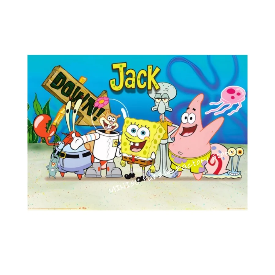 Drewniane puzzle SpongeBob Kanciastoporty 108/200/300/500/1000 elementów, drewniane/kartonowe puzzle dla dorosłych i dzieci, prezenty, zabawki edukacyjne