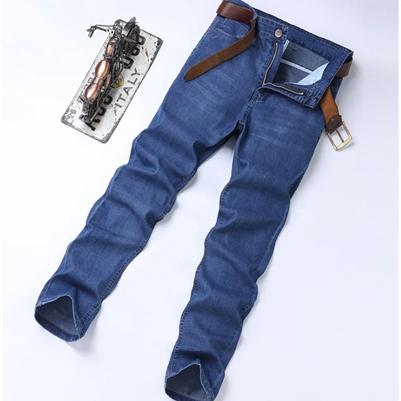 سراويل الدنيم الرجالية نمط الأعمال المرنة العادية تناسب مستقيم الأعمال عارضة الذكور عالية الجودة جميع المواسم الجينز #3