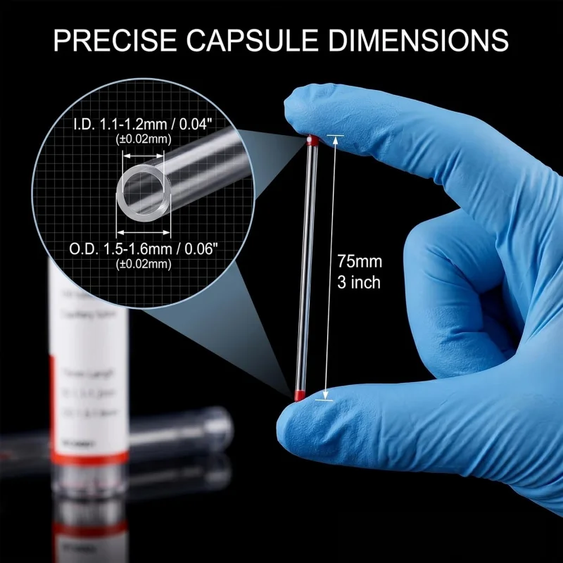 red label disposable micro capillary glass pipette blood collection sampling tube medical biological test straw 100 pieces