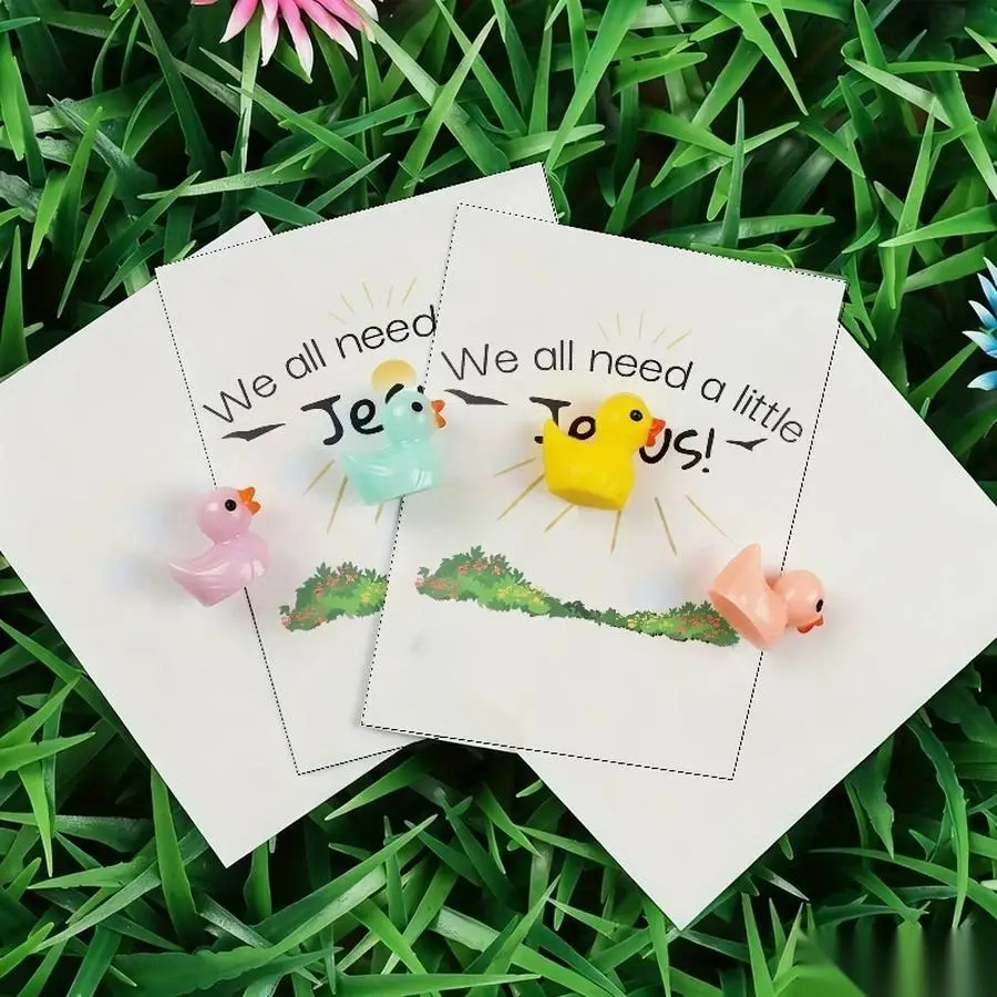 1/5/10/20/50/100pcs  Lucky Duck Pocket Hugs - Fantasy Theme Resin Charms with Inspirational Messages, Assorted Colors, Includes