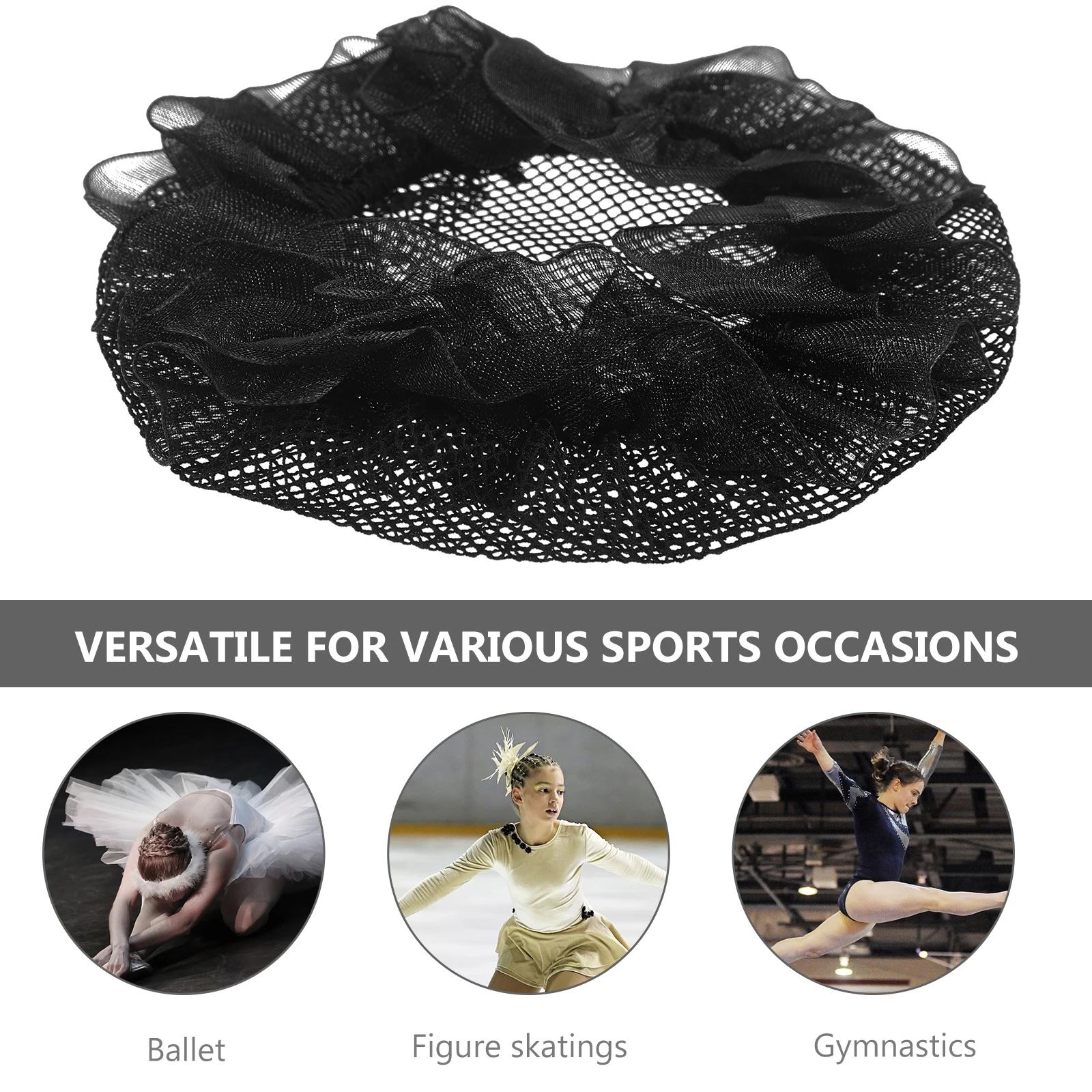 

6 pcs for Buns Women Black Stretch Bun Net For Hair Mesh Bun Hairnets Lace Ballet Skating Gymnastics