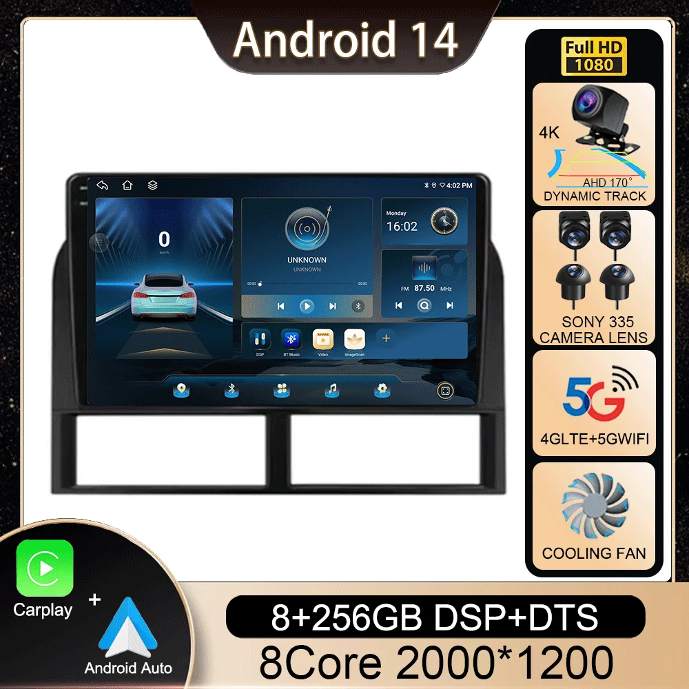 Android 14 Autoradio Video Lettore Multimediale Per Jeep Grand Cherokee II WJ 1998 - 2004 Navigazione GPS Autoradio Carplay Wifi + 4G