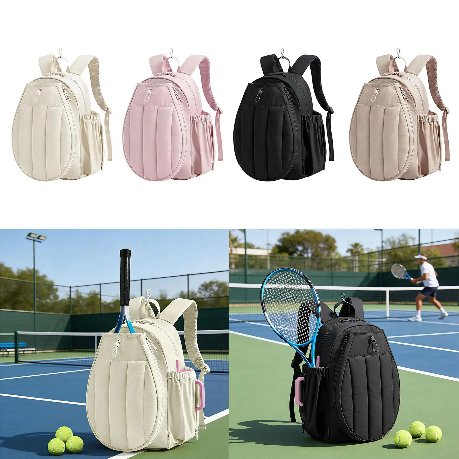 

Waterproof Tennis Bag Large Storage Sports Organizer Badminton Pickleball Paddle Carrier for Kids