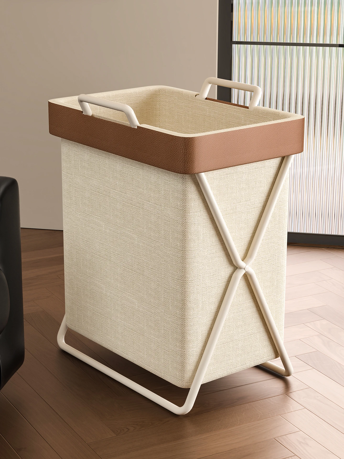 

Dirty clothes storage basket Household fabric dirty clothes basket Household storage artifact utility cabinet