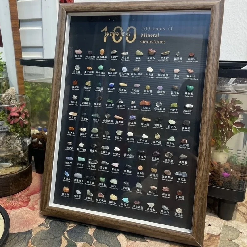 100Pcs Mixed Natural Gemstone Collection Agate Fluorite Obsidian Crystal Specimens for Home Office Shelf Table Display