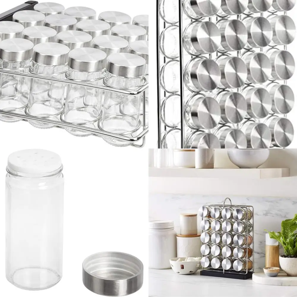 

Серебряный органайзер для специй на 20 баночек от Amazon Basics