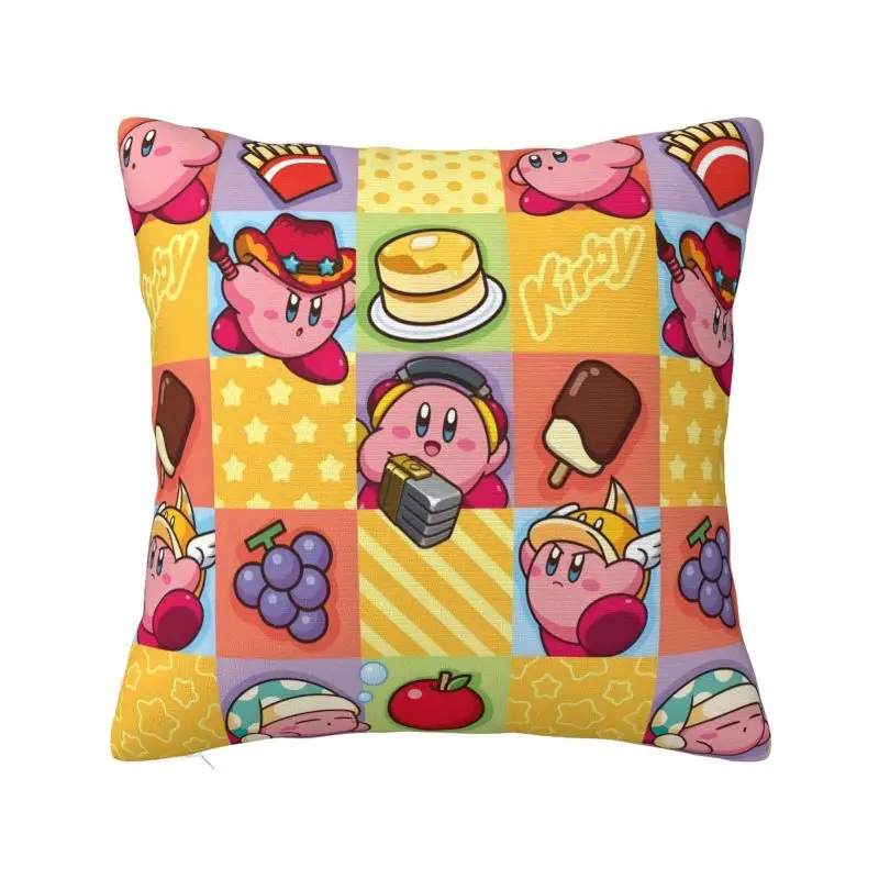 Custom Fashion Kirbys Video Game Cushion Cover 40x40cm Velvet Cartoom Anime Throw Pillow Case for Sofa Car Square Pillowcase