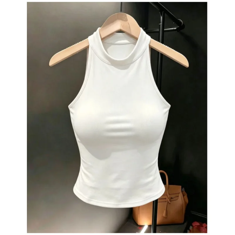 Sexy Strapless Crop Top Women's Summer Short Vest Casual Style round Neck Polyester Fiber H-Shape Backless Fashion Design