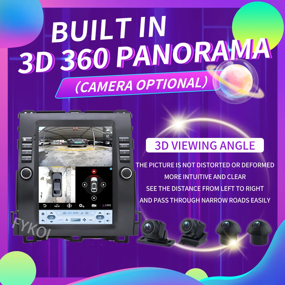 راديو سيارة شاشة كاربلاي 10.4 بوصة أندرويد 15 لبرادو 120 لكزس GX470، لتويوتا لاند كروزر VXR 2002-2009 فيديو الوسائط المتعددة 4G BT