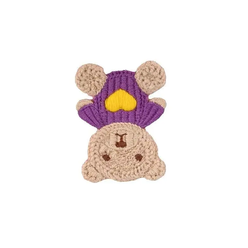5Pcs Thermo Patches On Clothes Wool Knitting Bear Stickers  DIY Handmade Headdress BB Clip Textile Cloth Stickers Wholesale