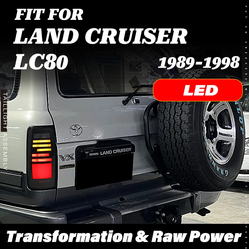 For Toyota Land Cruiser FJ80, FZJ80, HDJ80, LC80 1989-1998 Taillight Assembly w/ Lexus LX450 Style Look Sequential Turn Signal view 3