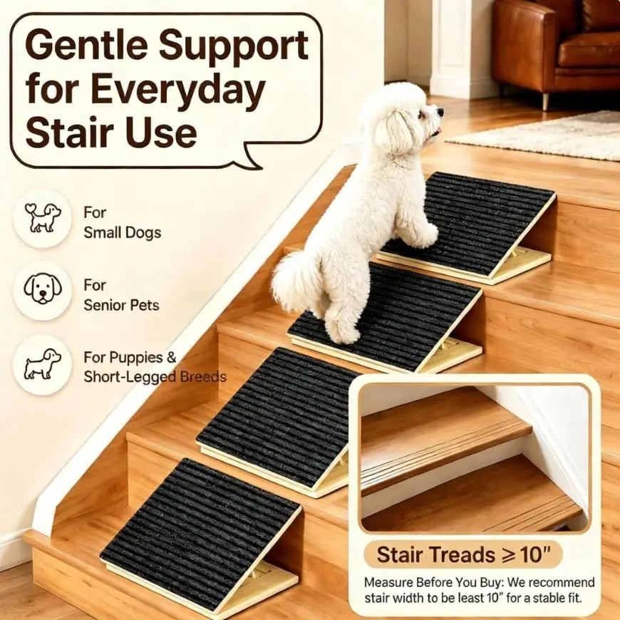 木製犬用階段用スロープ-携帯用-調節可能-15-°-25-°-35-°-滑り止め表面ベース付き階段用アングルペットランプ（小型犬用）