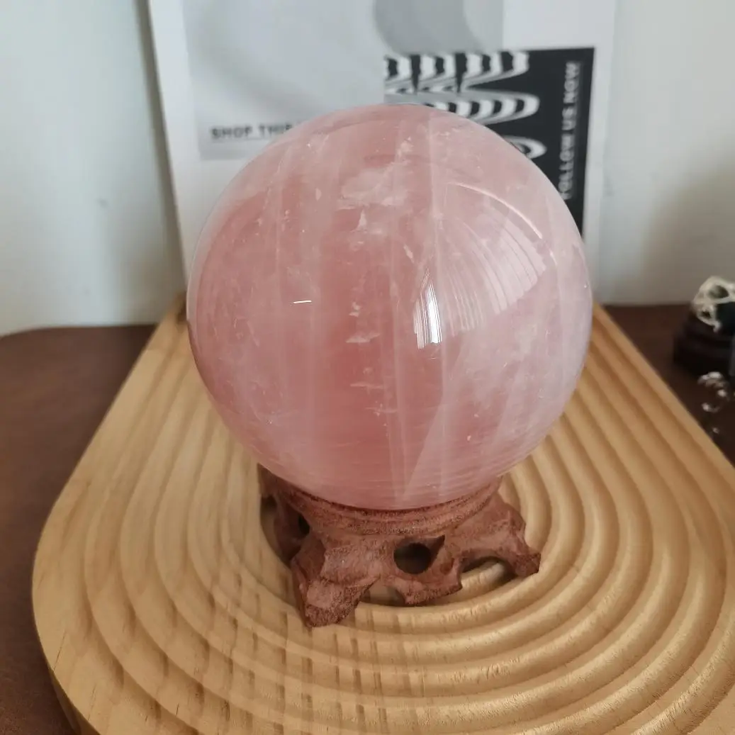 11cm big Natural Rose Quartz Healing Crystal Gemstone Sphere Ball for Reiki Balancing Meditation Energy Home Office Decoration