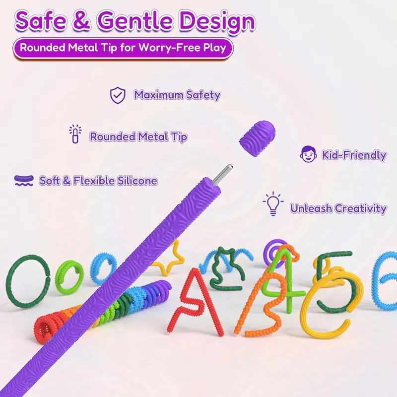 8 Uds. Palos sensoriales giratorios de silicona, juego de juguetes antiestrés, juguetes vibrantes para aliviar la ansiedad, enfoque, TDAH y autismo