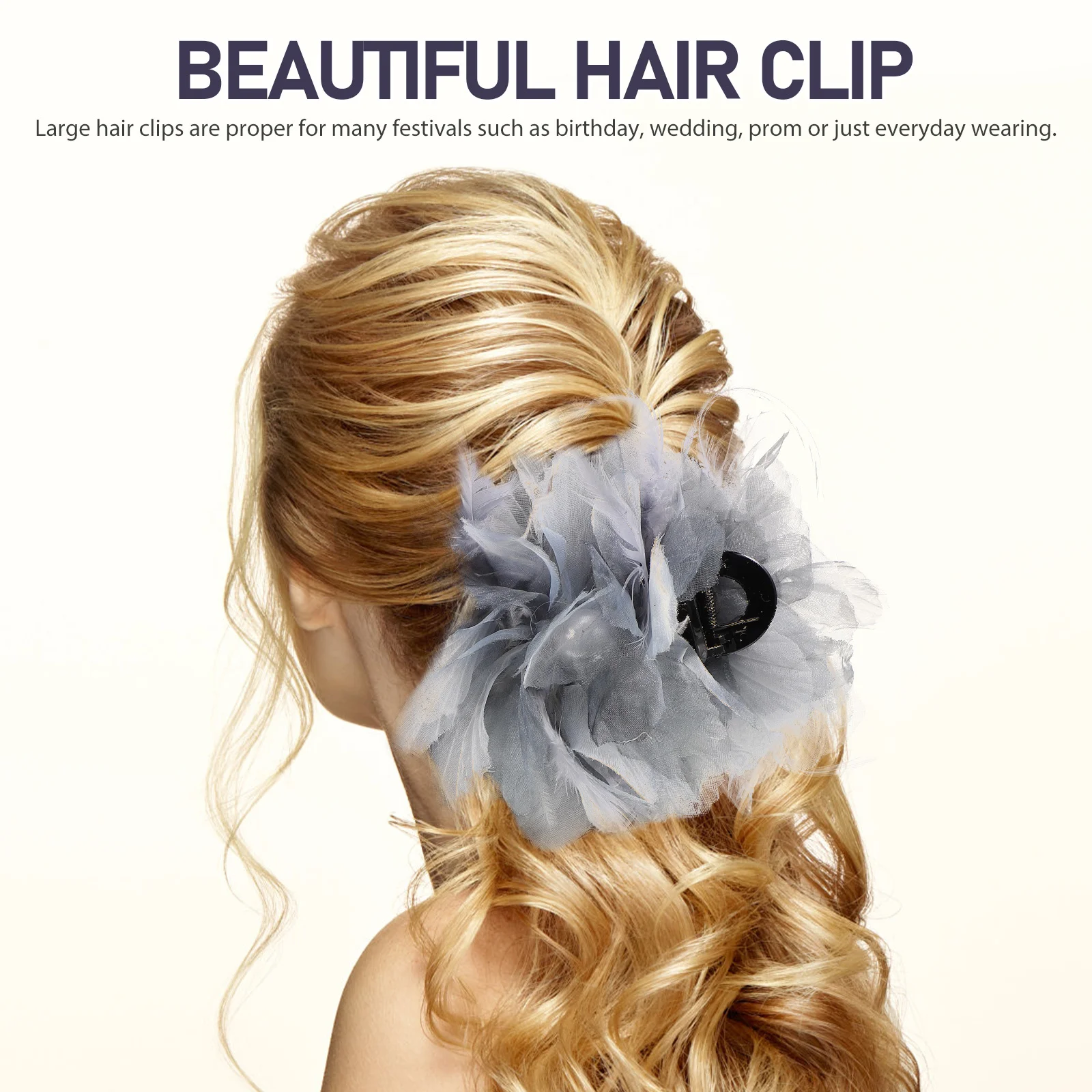 

Plume Flower Hair Clip for Women Lightweight Large Hairpin Cute Hair Accessory Birthday Wedding Prom Decoration