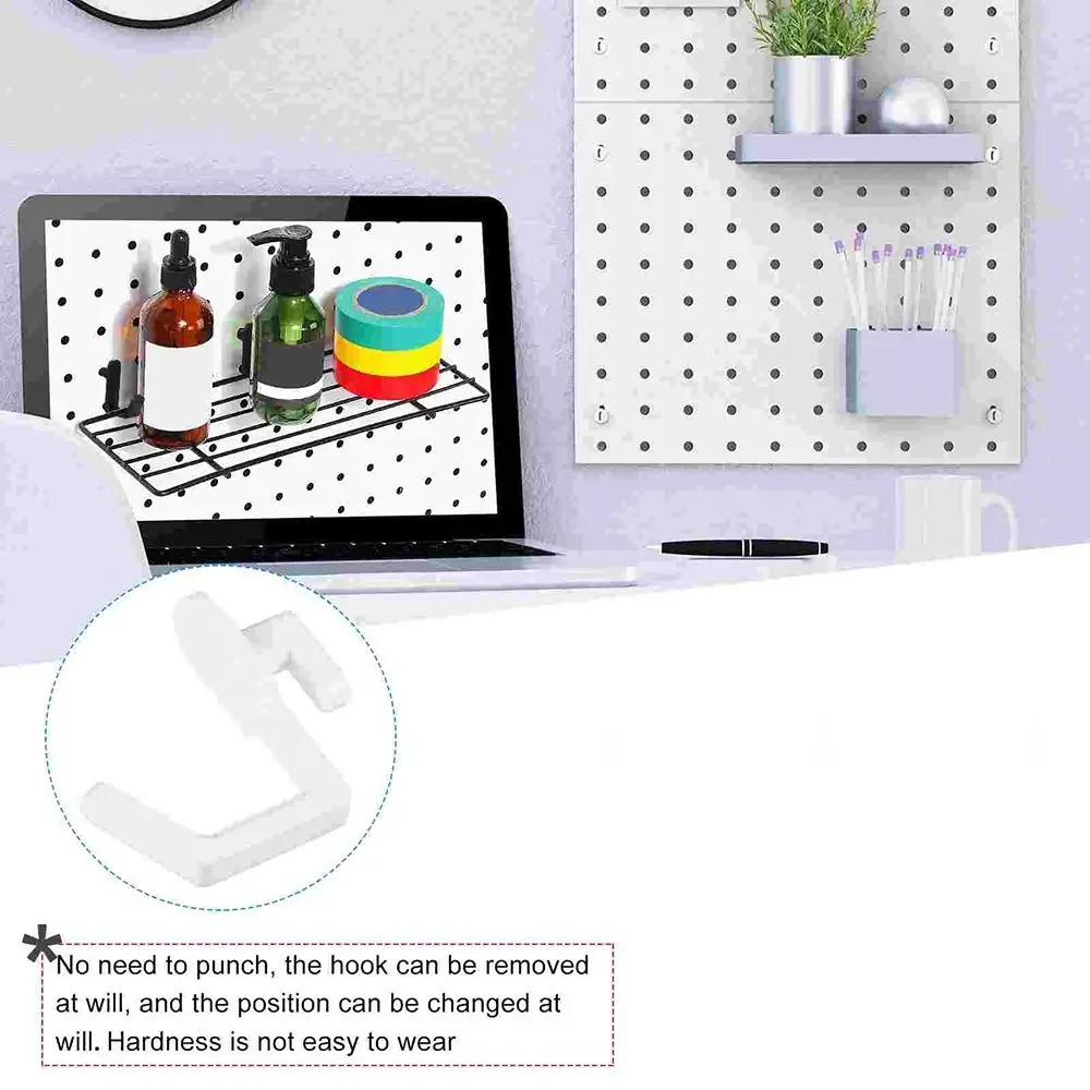 10Pcs Storage Rack Organizer Hole Board Hook Hardware Tool Wall Mount Oblique Hanger Utility Locking Kit J Shape Pegboard Hook