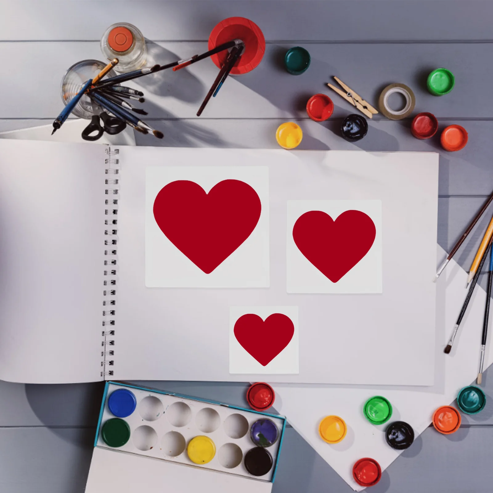 

7pcs Painting Templates Heart Stencil For Wall Art Reusable Plastic Hollow Love Spray Template Diy Valentine'S Day Mother'S