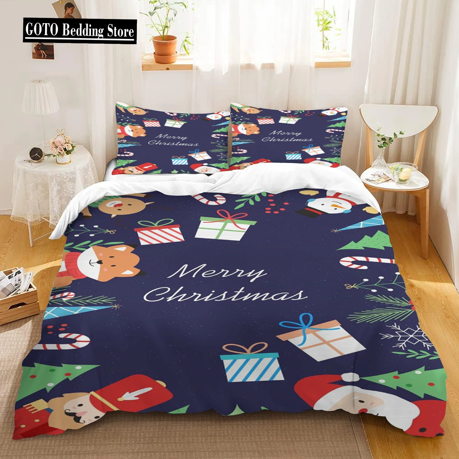 

Christmas Snowman Duvet Cover Bedding Multi-size Quilt Cover Pillowcase Needlework Set Children's Gift Single Double Bed Size