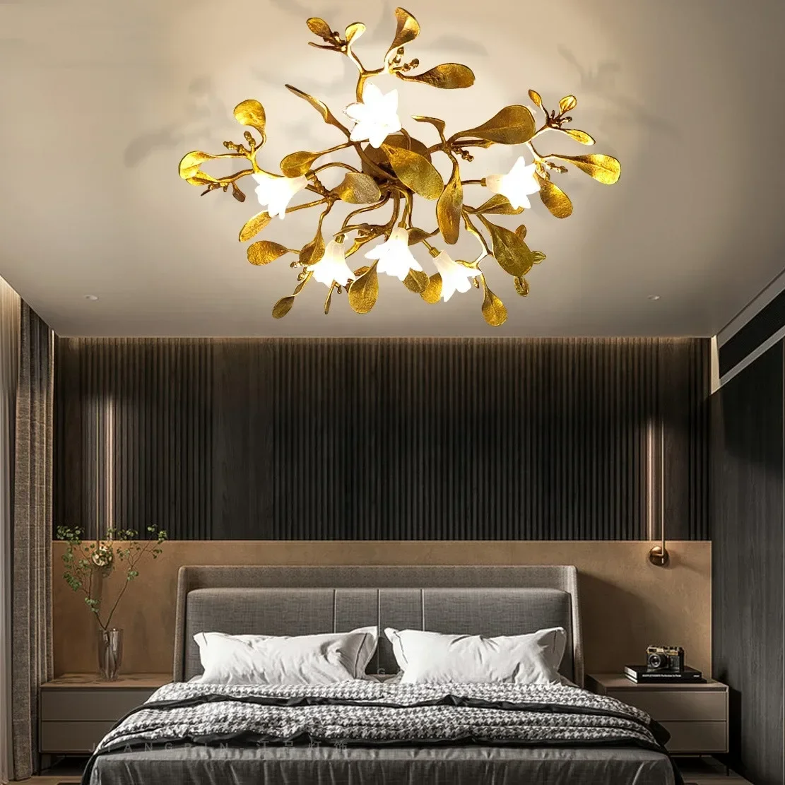 Designer Luxury Ceiling Chandelier Copper for Living Room Bedroom Flower Bungalow Decor Led Dining Hallway Decor Ceiling Lamp