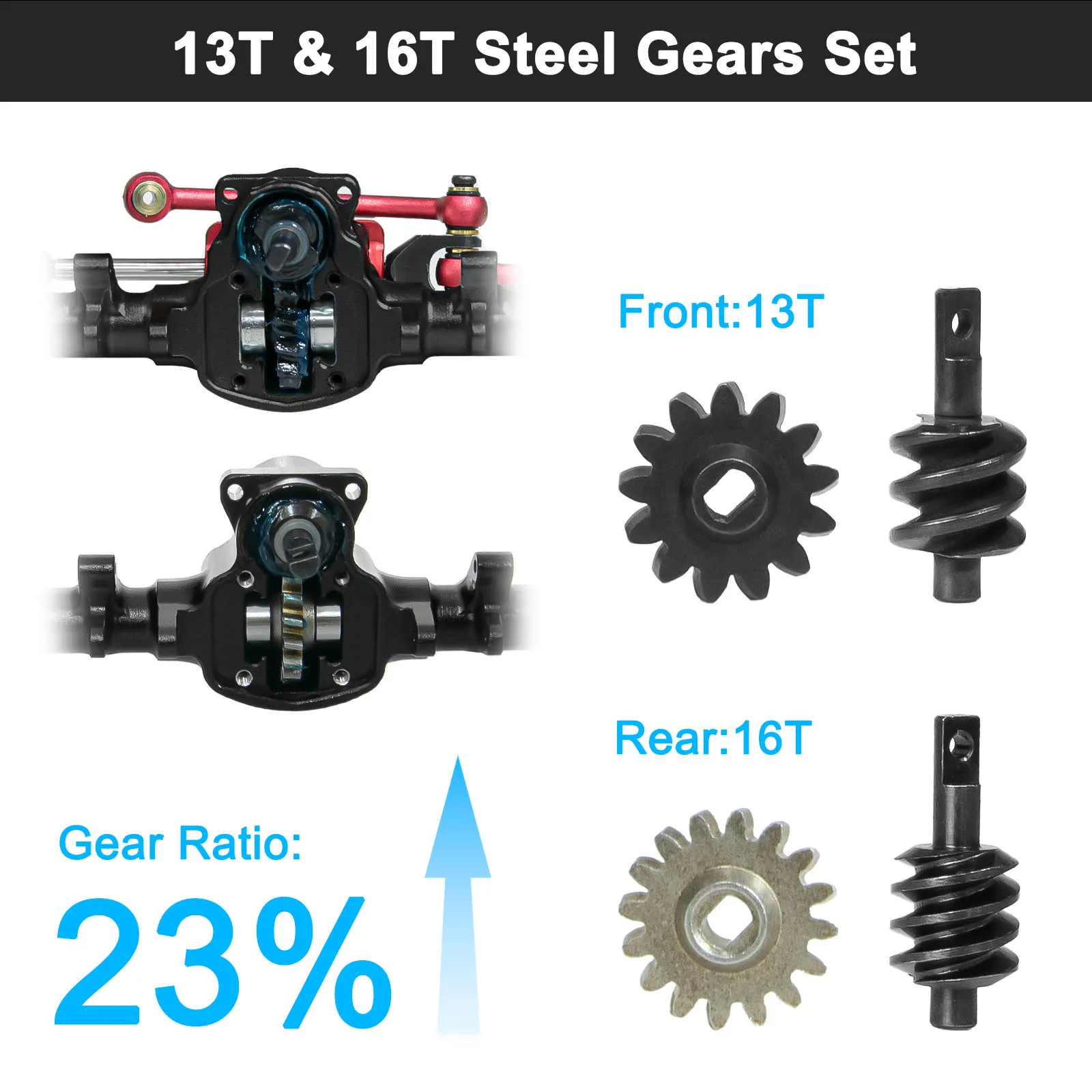 OKHL +6mm 플래닛 액슬 전후 최대 50 °   SCX24 C10 JLU 글래디에이터 브론코 데드볼트 1/24 RC 자동차용 조향 각도