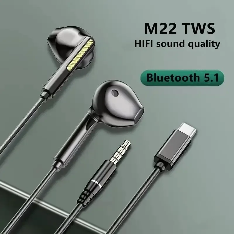 

M22 in Ear Earphones Wire Earphone with Mic Headphone Voice Control Hi-Fi Bass Gamer Headset for Phone