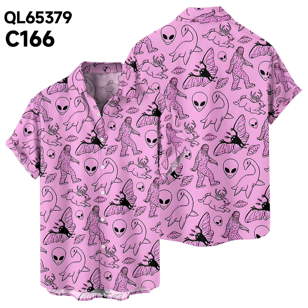 Original Summer orangutan animal leisure Travel Plus size Short Sleeve shirt Hawaiian style digital print loose trend shirt