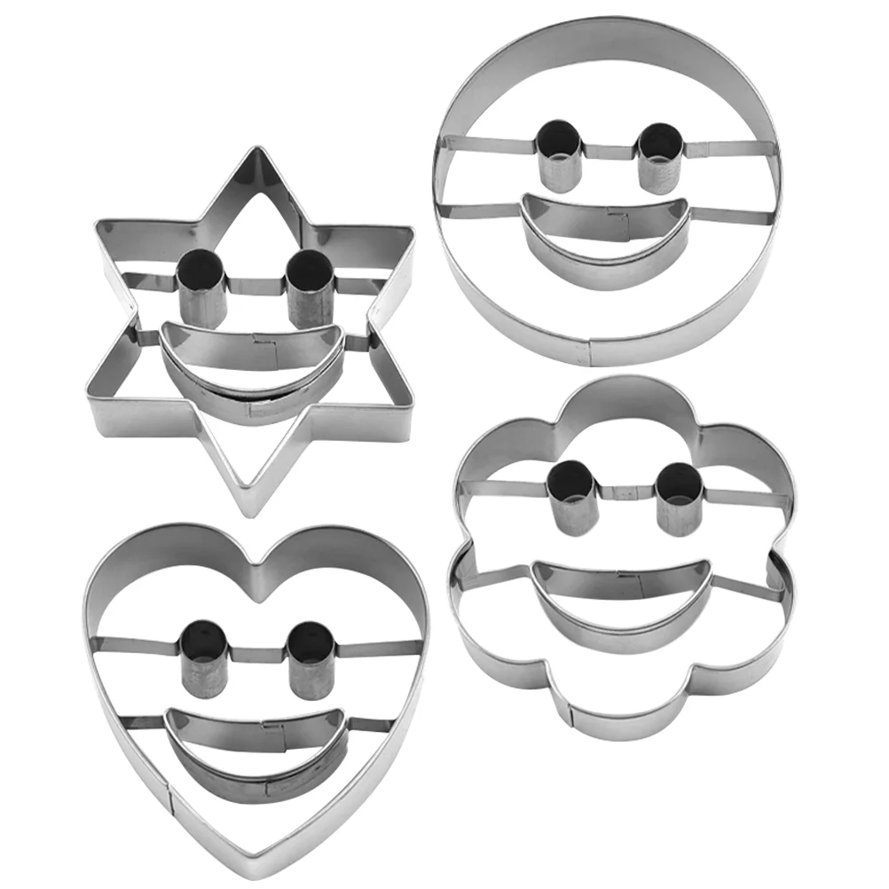 4 Pcs Chocolate Chip Cookie Smile Cutters Biscuits Stainless Steel Cutting Machine DIY Mold