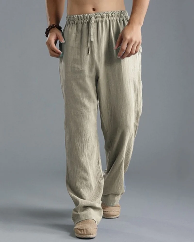 Men's Beach Pants Joggers Streetwear Cotton Linen Sweatpants Casual Pants Hawaiian Vacation Loose Summer Long