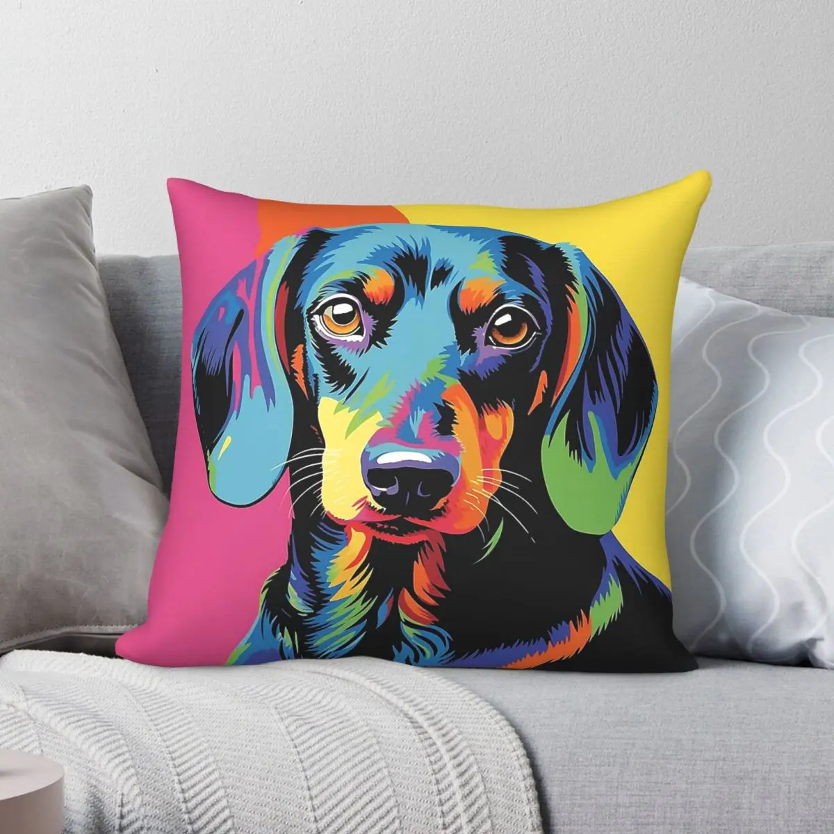 Pop Art Warhol Dachshund Square Pillowcase Polyester Linen Velvet Printed Zip Decor Throw Pillow Case Bed Cushion Cover 45x45
