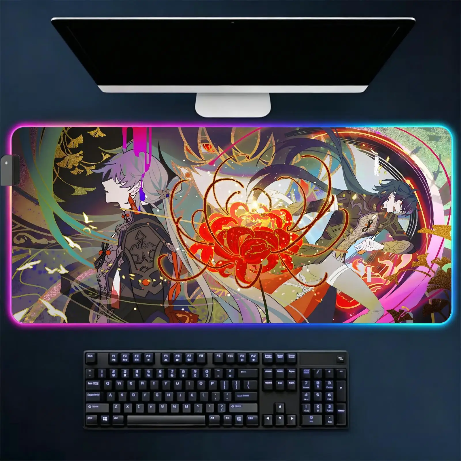 

Mouse Pad RGB Color Changing Gaming Mouse Pad, Stitched Edges, Honkai Star Rail Blade XXL Large Keyboard Desk Mat