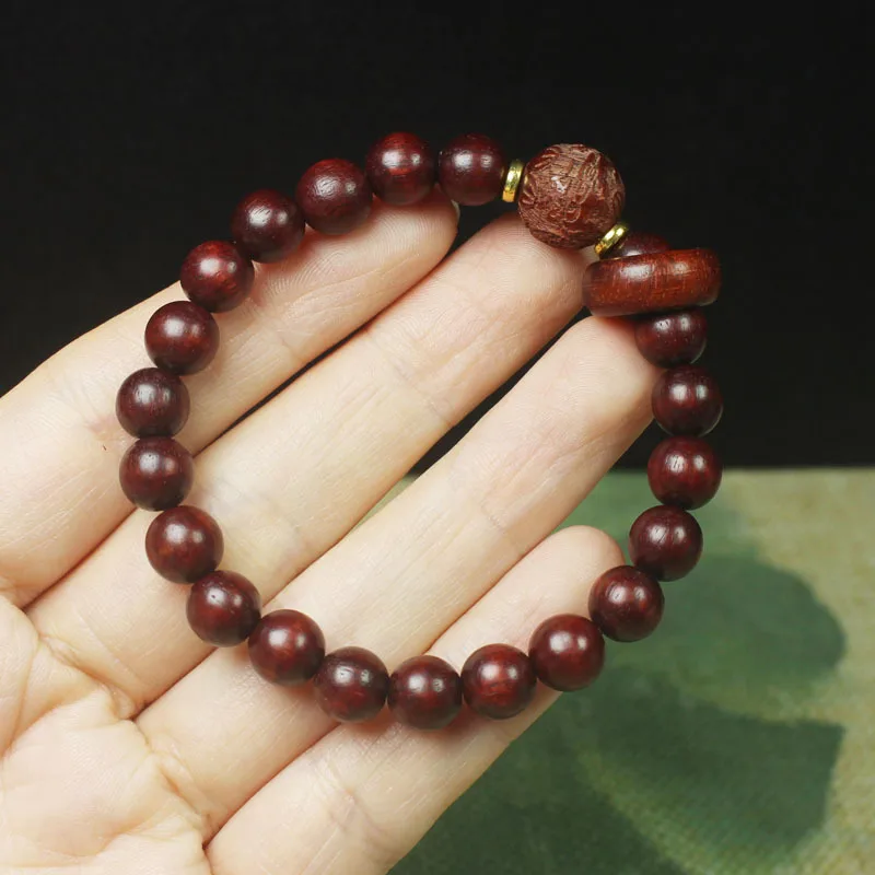 Zambian Rosewood Blood Sandalwood 8mm Fortune Turning Pixiu Bracelet Minimalist Buddhist Bead Jewelry Gifts