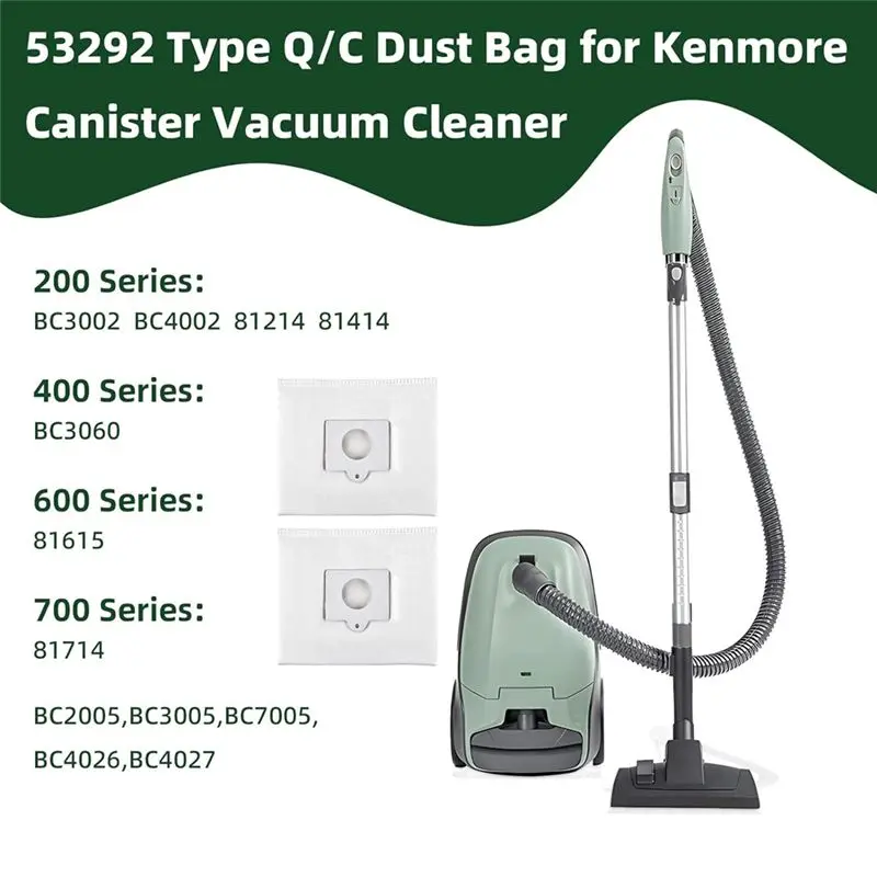 B62B-12PCS Type Q/C Canister Vacuum Cleaner Bags For Kenmore Series 200, 400, 600, 700, 800