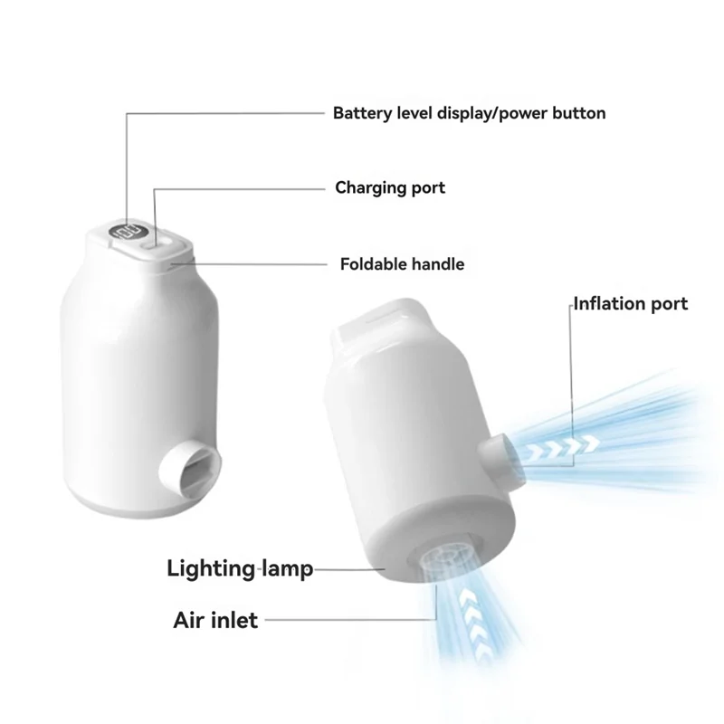 

【Party-Decoration】Portable Air Pump Camping Lantern Mini Electric Air Pump For Inflatable Mattress, Air Bed, Swimming Ring