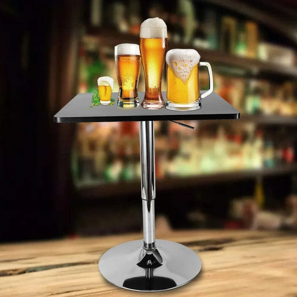 Bar Table,Square Bar Table Pub Drinks Cafe Modern Table Adjustable Height 360°Swivel Tall Cocktail Tables Bistro Table